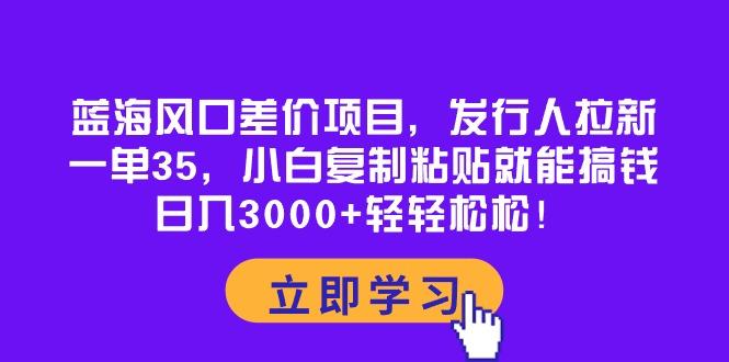 蓝海风口差价项目，发行人拉新，一单35，小白复制粘贴就能搞钱！日入30…-资源宝库