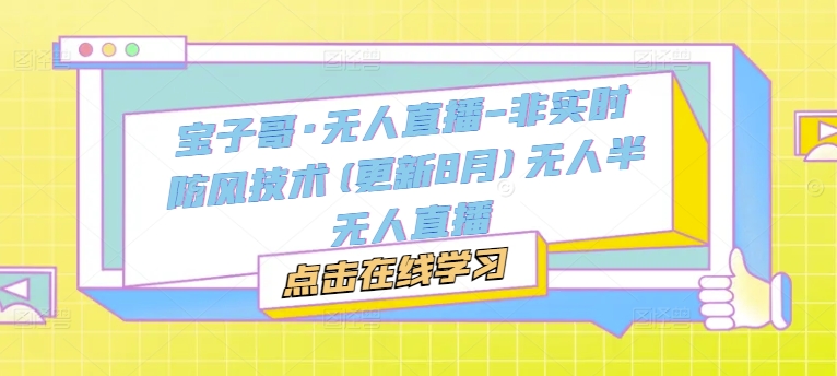 宝子哥·无人直播-非实时防风技术(更新25年5月)无人半无人直播-资源宝库
