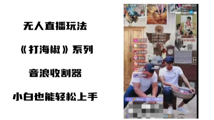 打海椒无人直播整蛊项目，小白轻松上手撸音浪收割器（教程+工具+素材）-资源宝库