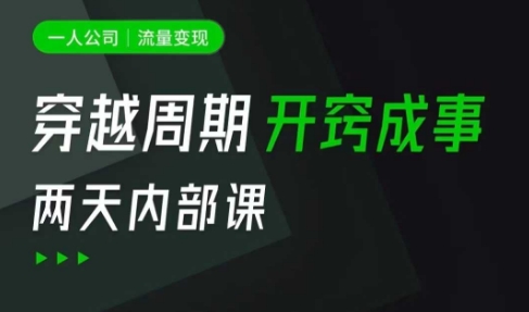 一人公司：流量变现课，一人公司的方法模型拆解， 拆解富人思维，流量思维，小老板思维等-资源宝库