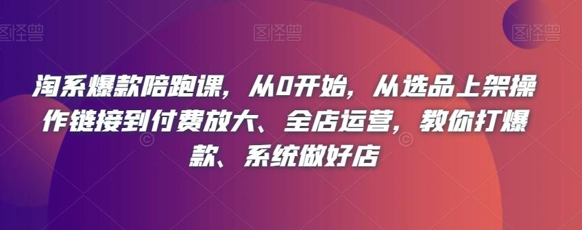 淘系爆款陪跑课，从0开始，从选品上架操作链接到付费放大、全店运营，教你打爆款、系统做好店-资源宝库