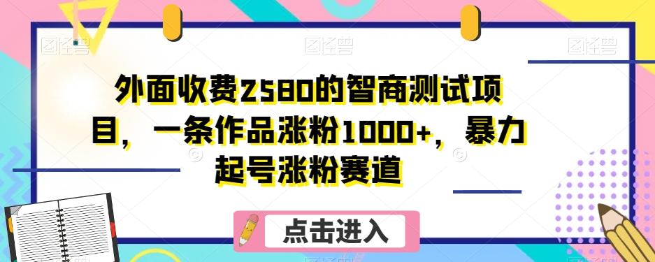 外面收费2580的智商测试项目，一条作品涨粉1000+，暴力起号涨粉赛道【揭秘】-资源宝库