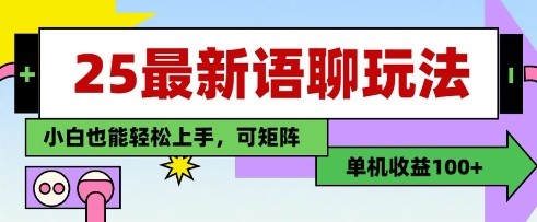 25年最新语聊玩法，纯手工，单机收益100+，小白也能轻松上手，可矩阵操作-资源宝库