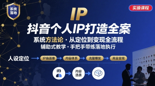 抖音个人IP系统落地实操大课，实操课程，辅助落地-资源宝库