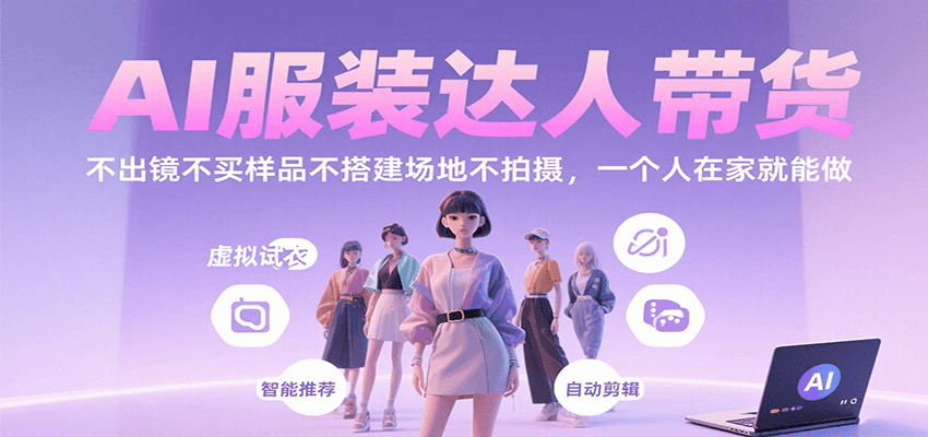 AI服装达人带货，不出镜不买样品不搭建场地不拍摄，一个人在家就能做-资源宝库