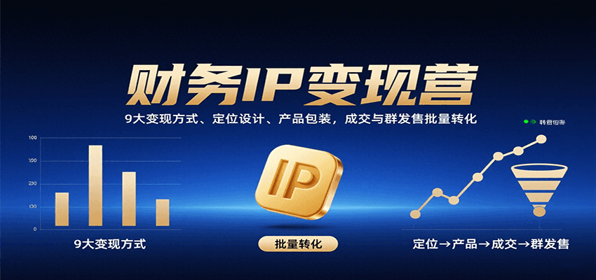 财务IP变现营：9大变现方式、定位设计、产品包装，成交与群发售批量转化-资源宝库