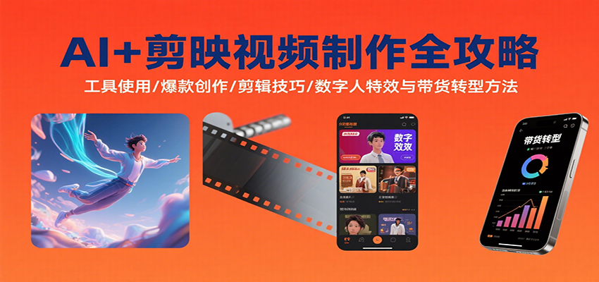AI+剪映视频制作全攻略：工具使用/爆款创作/剪辑技巧/数字人特效与带货转型方法-资源宝库