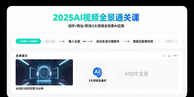 2025AI视频全景通关课：涵盖创作/商业/职场3大领域  掌握AI全场景应用-资源宝库
