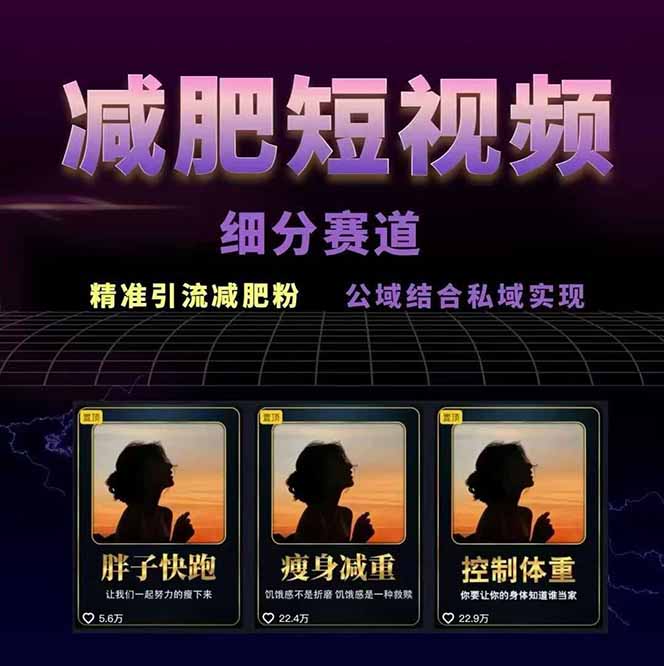 图片[1]-减肥短视频赛道运营课：素材准备-视频制作-引流变现全流程 (附素材-资源宝库