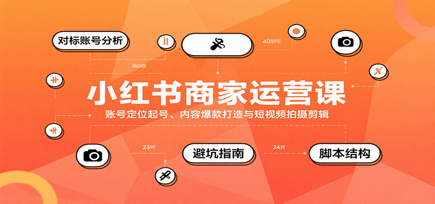 小红书商家运营课，账号定位起号、内容爆款打造与短视频拍摄剪辑-资源宝库