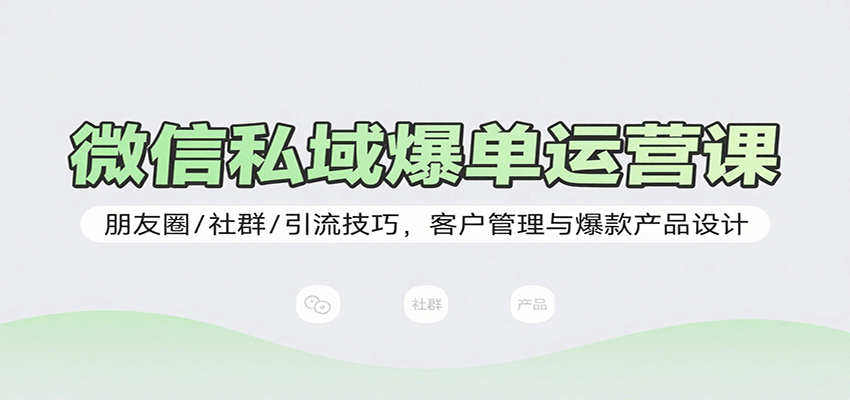 微信私域爆单运营课：朋友圈/社群/引流技巧，客户管理与爆款产品设计-资源宝库