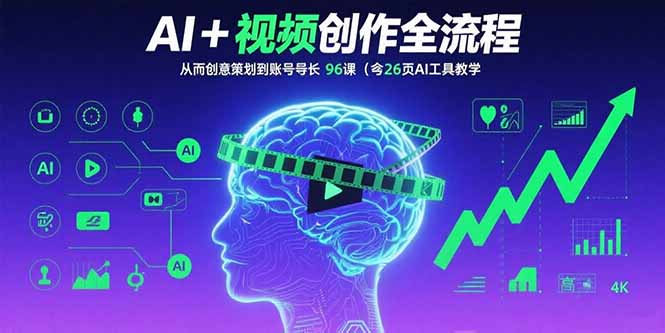 AI+短视频创作全流程：从创意策划到账号增长，96节课(含26项AI工具教学-资源宝库