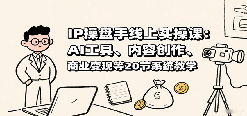 IP操盘手线上实操课：AI工具、内容创作、商业变现等20节系统教学-资源宝库