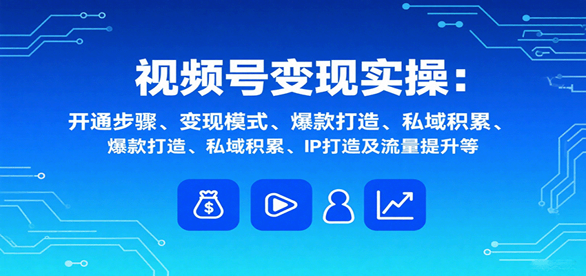 视频号变现实操，含开通步骤、变现模式、爆款打造、私域积累、IP打造及流量提升等-资源宝库