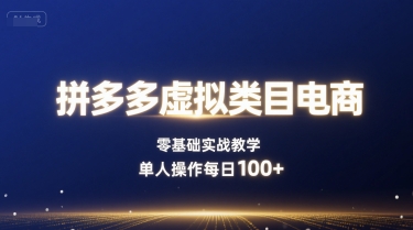 拼多多虚拟类目电商，零基础实战教学，单人操作每日100+-资源宝库