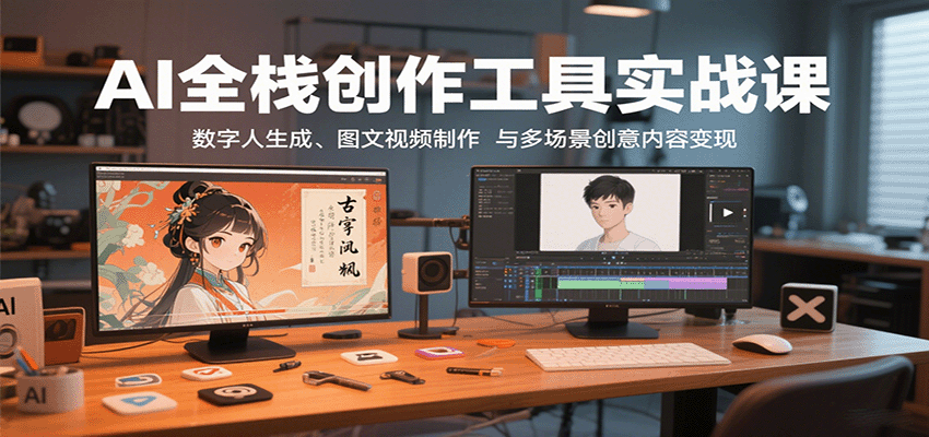 AI全栈创作工具实战课：数字人生成、图文视频制作与多场景创意内容变现-资源宝库