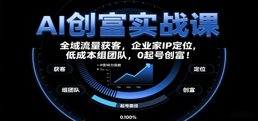 AI创富实战课：企业家IP定位，全域流量获客，低成本组团队，0起号创富！-资源宝库
