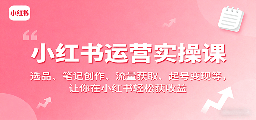 小红书运营实操课：选品、笔记创作、流量获取、起号变现等，让你在小红书轻松获收益-资源宝库