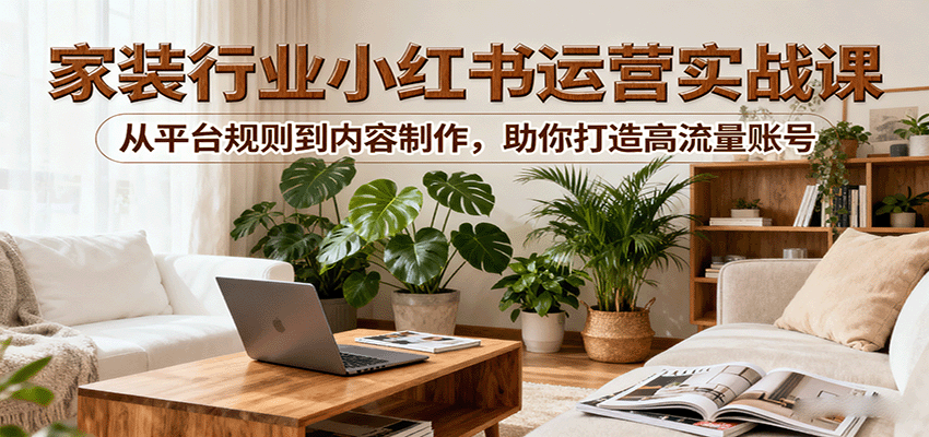 小红书家装行业运营实战课：从平台规则到内容制作，助你打造高流量账号-资源宝库
