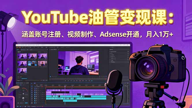 2025YouTube油管变现课：涵盖账号注册、视频制作、Adsense开通，月入1万+-资源宝库