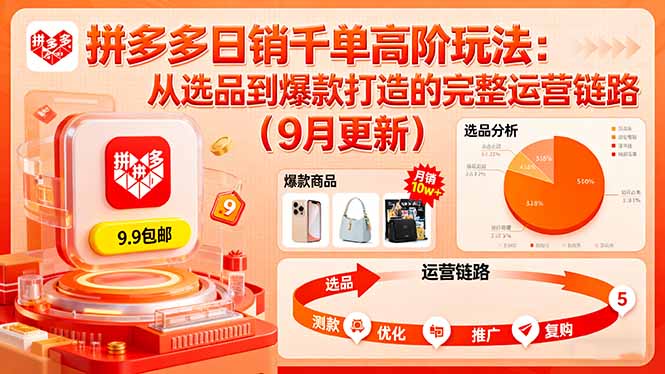 拼多多日销千单高阶玩法：从选品到爆款打造的完整运营链路(9月更新-资源宝库