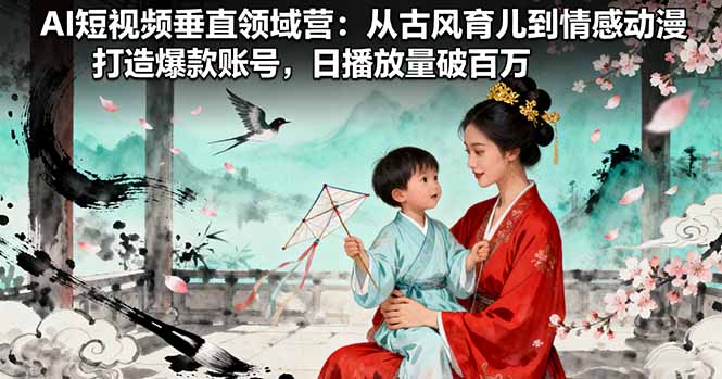 AI短视频垂直领域营：从古风育儿到情感动漫，打造爆款账号,日播放量破百万-资源宝库