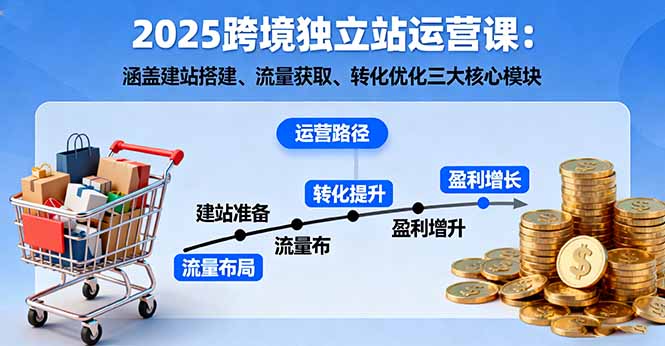 2025跨境独立站运营课：涵盖建站搭建、流量获取、转化优化三大核心模块-资源宝库