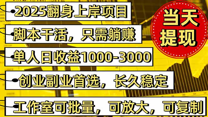 稳定八年美金掘金2.0脚本干活，只需躺赚。单人日收益1000-3000可批量、...-资源宝库