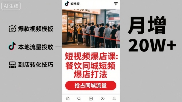 短视频爆店课,餐饮同城短视频爆店打法