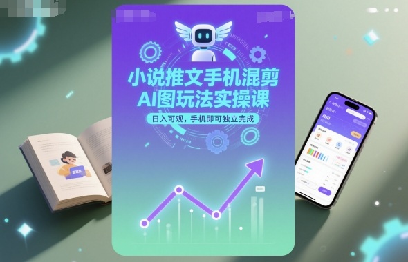 小说推文手机混剪AI图玩法实操课,日入可观,手机即可独立完成