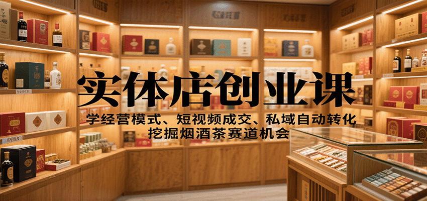 实体店创业课：学经营模式、短视频成交、私域自动转化，挖掘烟酒茶赛道机会-资源宝库