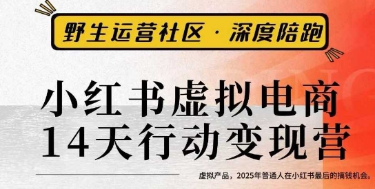 小红书虚拟电商14天变现训练营3.0，​虚拟产品，2025年普通人在小红书最后的搞钱机会-资源宝库