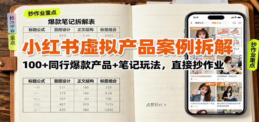 小红书虚拟产品案例拆解：100+同行爆款产品+笔记玩法，直接抄作业-资源宝库