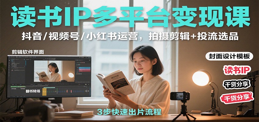 读书IP多平台变现课：抖音/视频号/小红书运营，拍摄剪辑+投流选品-资源宝库
