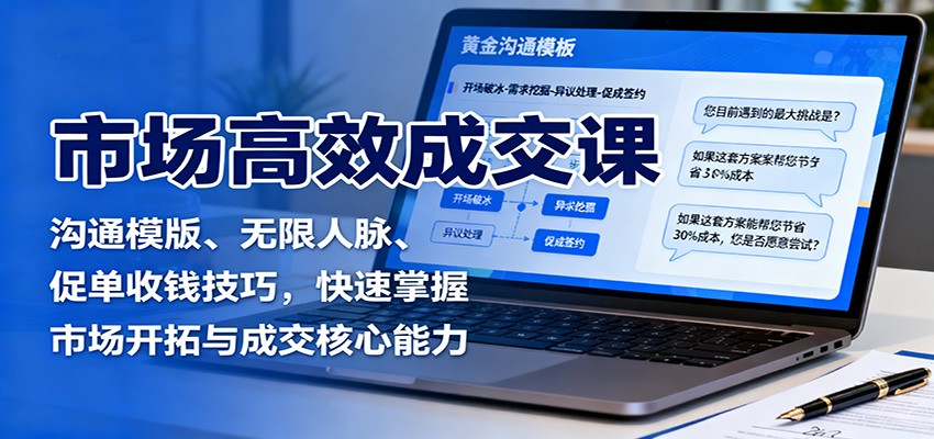 市场高效成交课：沟通模版、无限人脉、促单收钱技巧，快速掌握市场开拓与成交核心能力-资源宝库