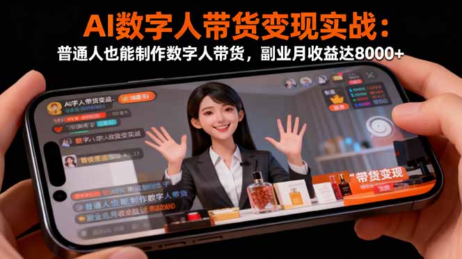 AI数字人带货变现实战：普通人也能制作数字人带货，副业月收益达8000+-资源宝库