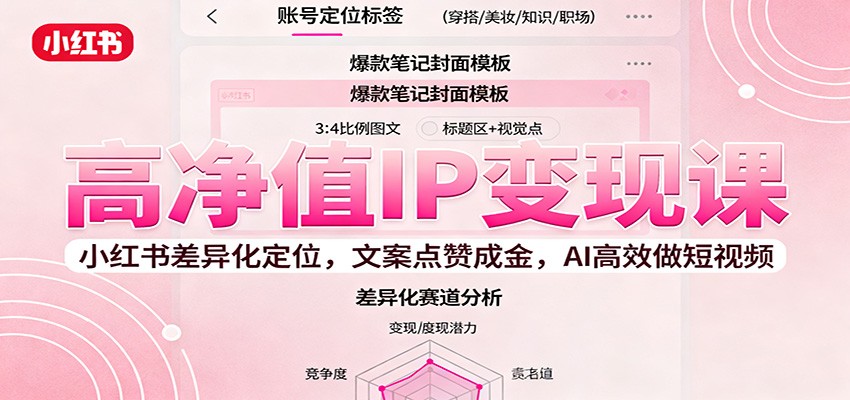 高净值IP变现课：小红书差异化定位，文案点赞成金， AI高效做短视频-资源宝库