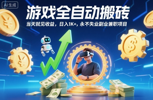 游戏全自动搬砖，当天就见收益，日入1K+，永不失业副业兼职项目【揭秘】-资源宝库