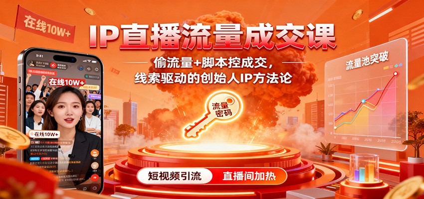 IP直播流量成交课：偷流量+脚本控成交，线索驱动的创始人IP方法论-资源宝库