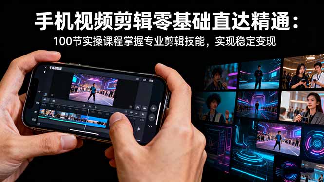 手机视频剪辑零基础直达精通：100节实操课程掌握专业剪辑技能，实现稳...-资源宝库