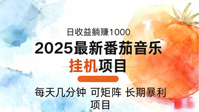 2025年最新番茄音乐人挂机项目，每天几分钟，月入1000＋，可矩阵，一台...-资源宝库