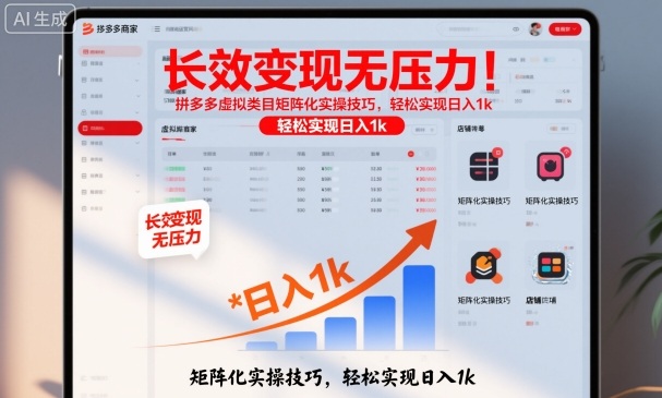 长效变现无压力！拼多多虚拟类目矩阵化实操技巧，轻松实现日入1k【揭秘】-资源宝库