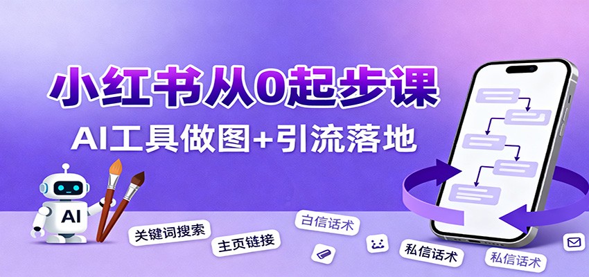 小红书引流从0起步,养号、内容发布、运营、AI工具做图,引流落地-资源宝库