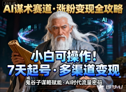 AI谋术赛道，涨粉快速，变现方式多样，小白可操作-资源宝库