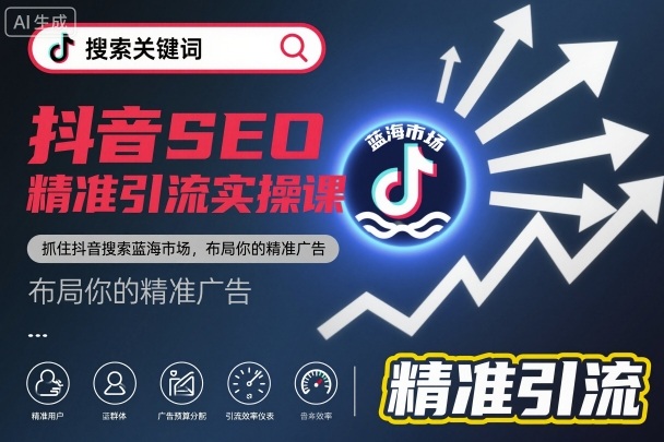 抖音SEO精准引流实操课,抓住抖音搜索蓝海市场,布局你的精准广告