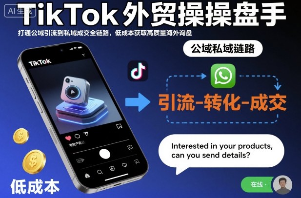 TikTok外贸操盘手，打通公域引流到私域成交全链路，低成本获取高质量海外询盘-资源宝库