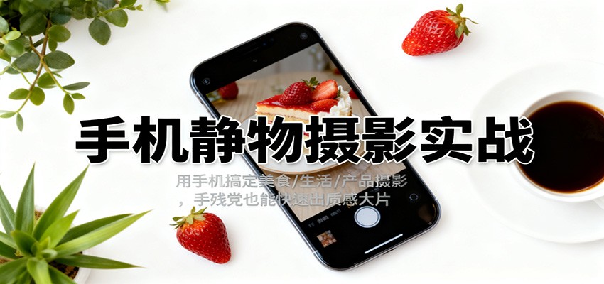 手机静物摄影实战，用手机搞定美食/生活/产品摄影，手残党也能快速出质感大片-资源宝库
