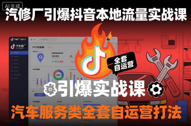 汽修厂引爆抖音本地流量实战课,汽车服务类全套自运营打法