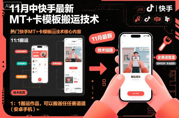 11月中快手最新MT+卡模板搬运技术，1：1搬运作品，可以搬运任何赛道(安卓手机)-资源宝库