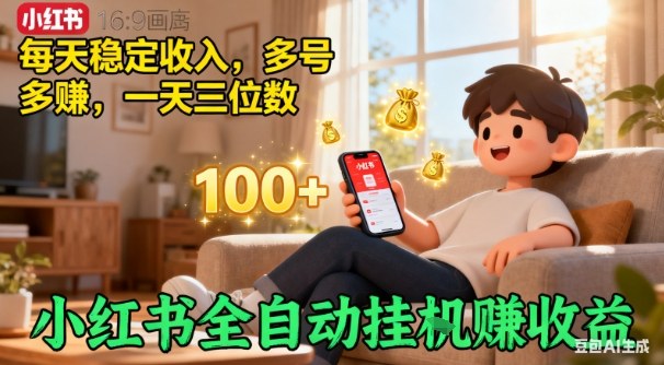 小红书自动挂G賺收益，每天稳定收入，多号多賺，一天三位数【揭秘】-资源宝库